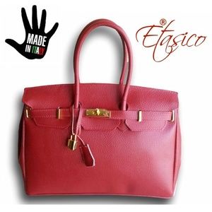 Leather bag Made In Italy Red Etasico Handbag